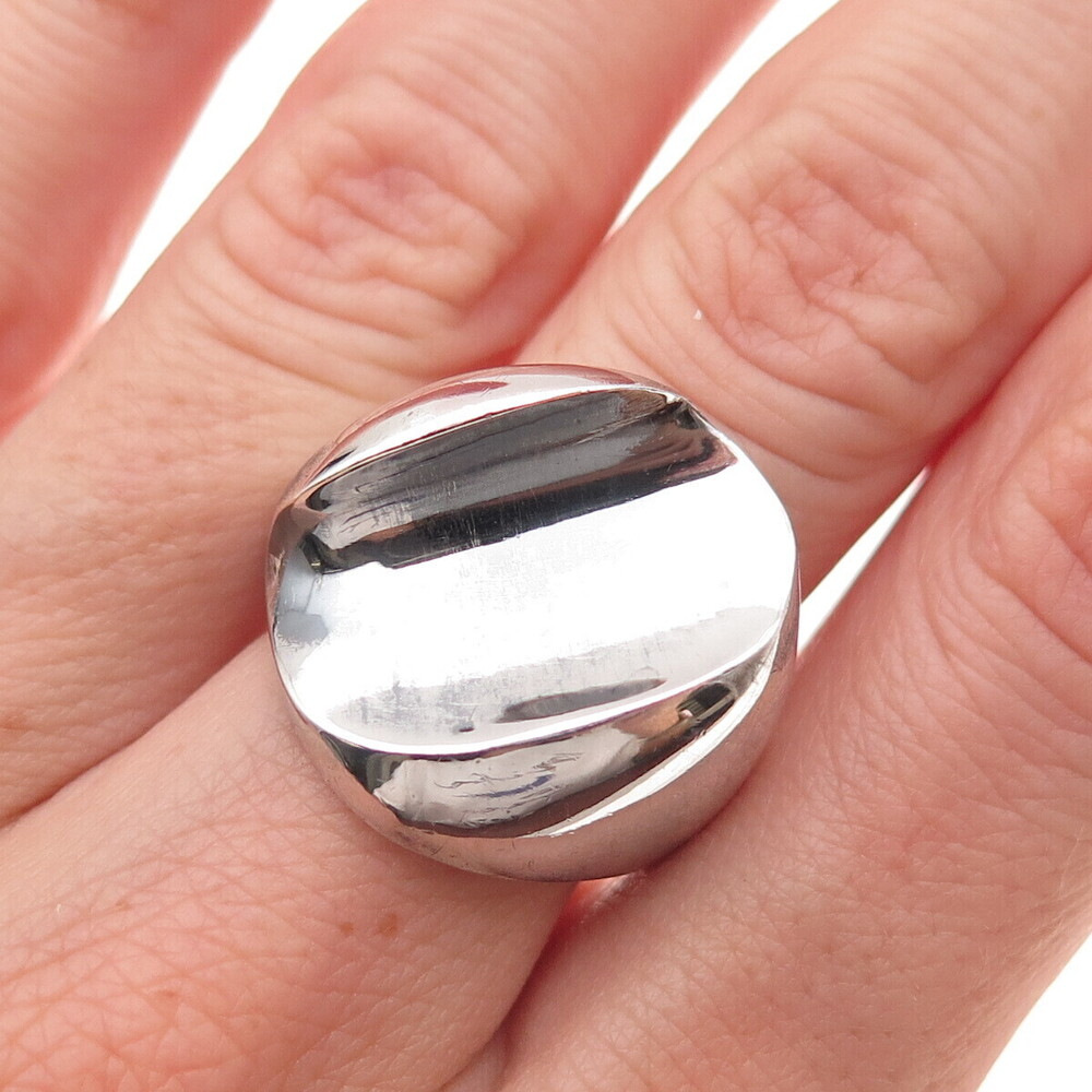 Industria Peruana 925 Sterling Silver Vintage Modernist Oxidized Ring Size 7.25
